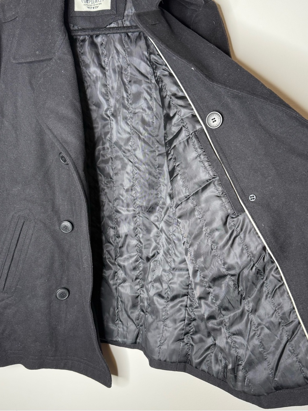 Levi's black double-breasted wool blend pea coat - Picture 8 of 11
